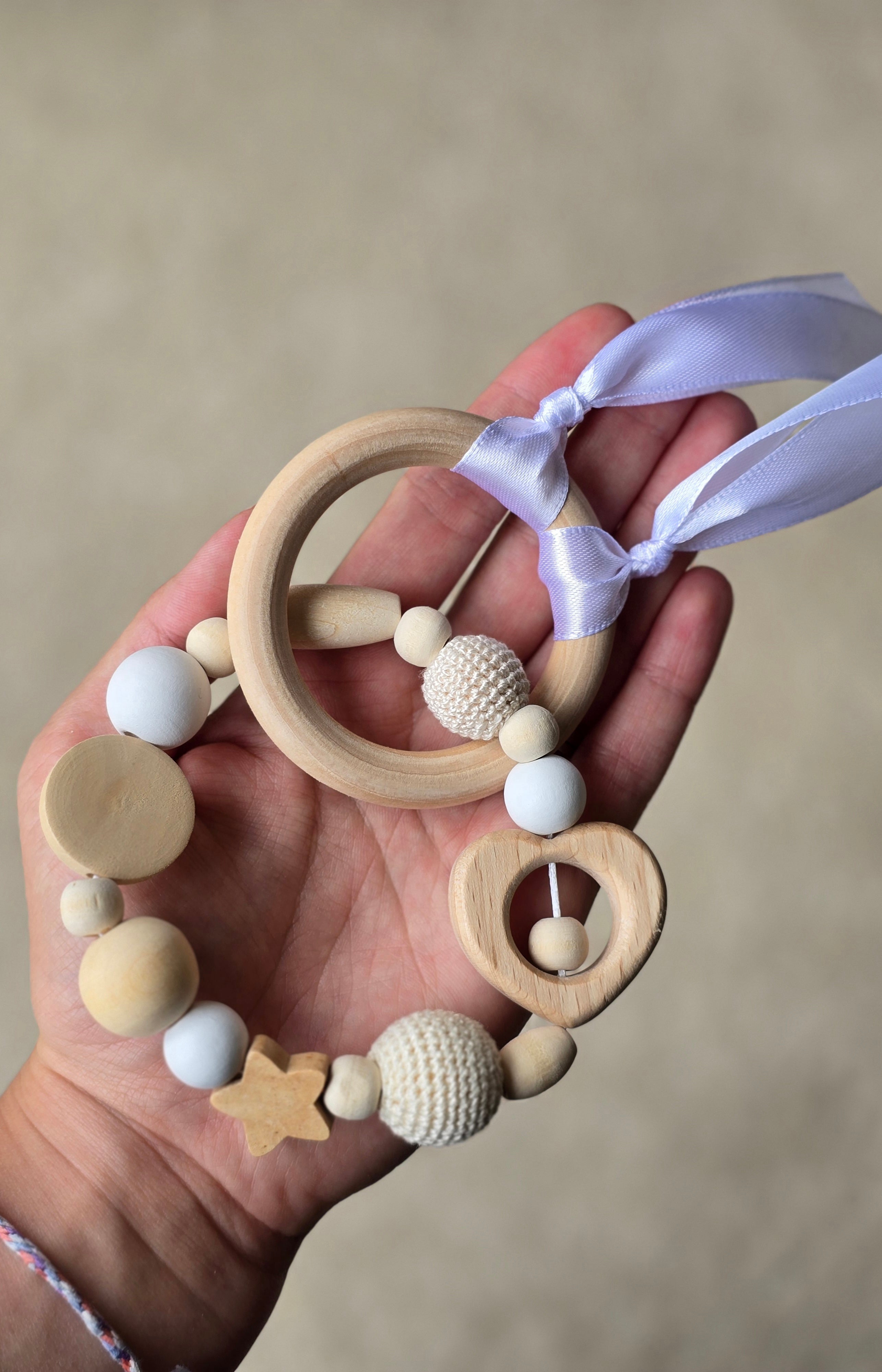Baby Gift Set - Baby Pram Accessory, Rattle Toy, Dummy Pacifier Clip Owl White