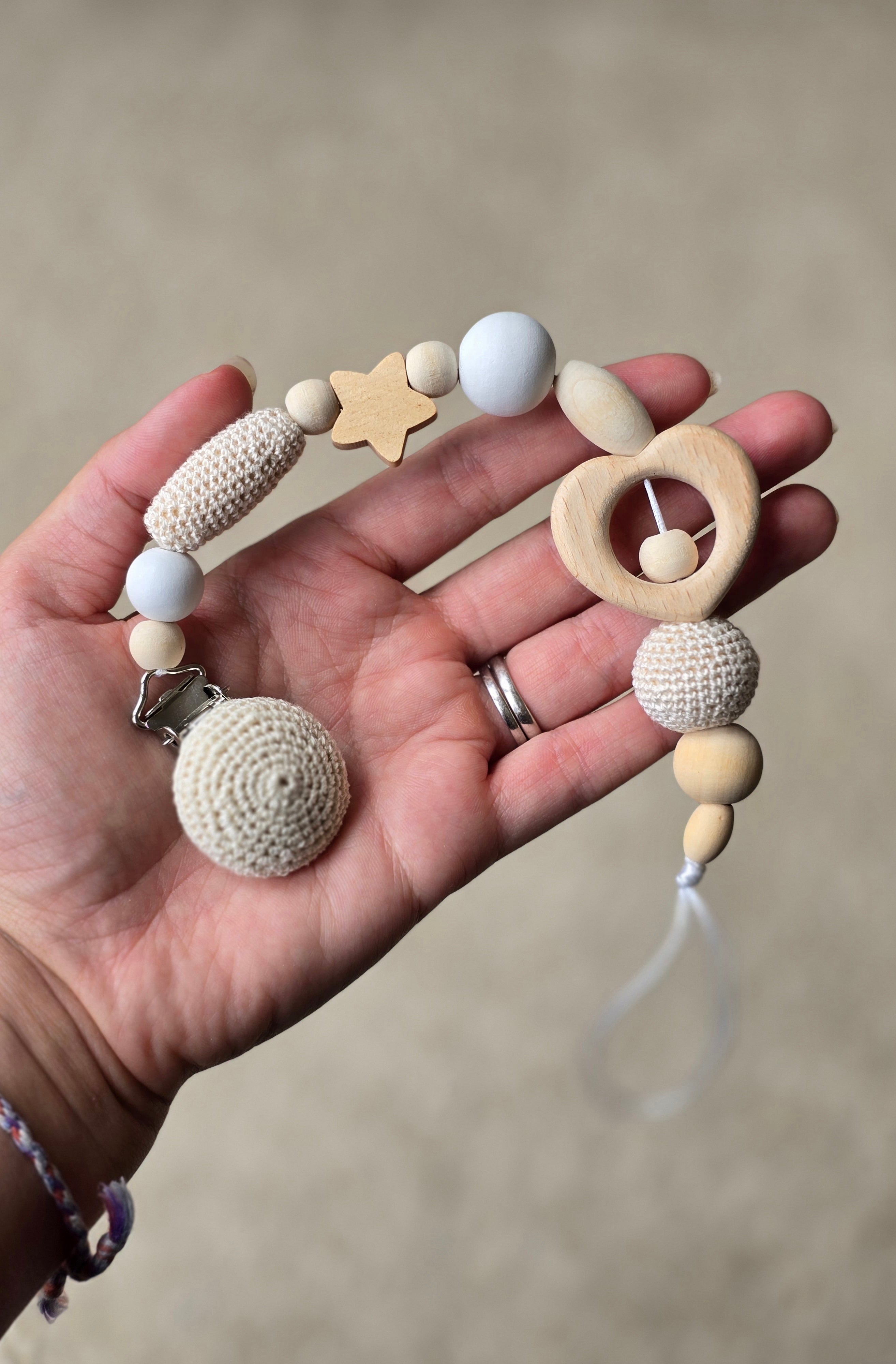 Baby Gift Set - Baby Pram Accessory, Rattle Toy, Dummy Pacifier Clip Owl White