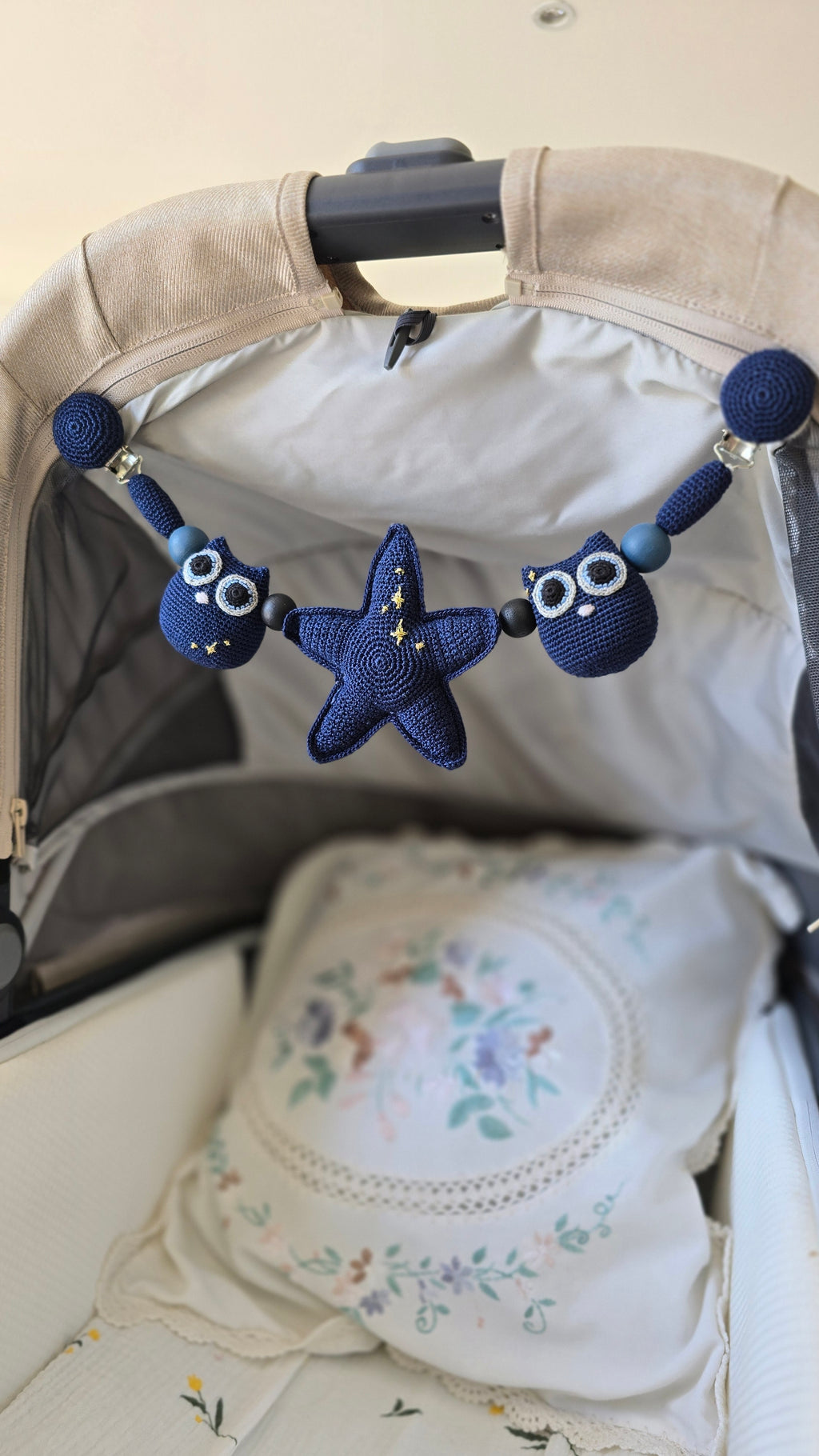 Baby Gift Set 'Magical Night' - Baby Pram Accessory, Dummy Pacifier Clip Owl