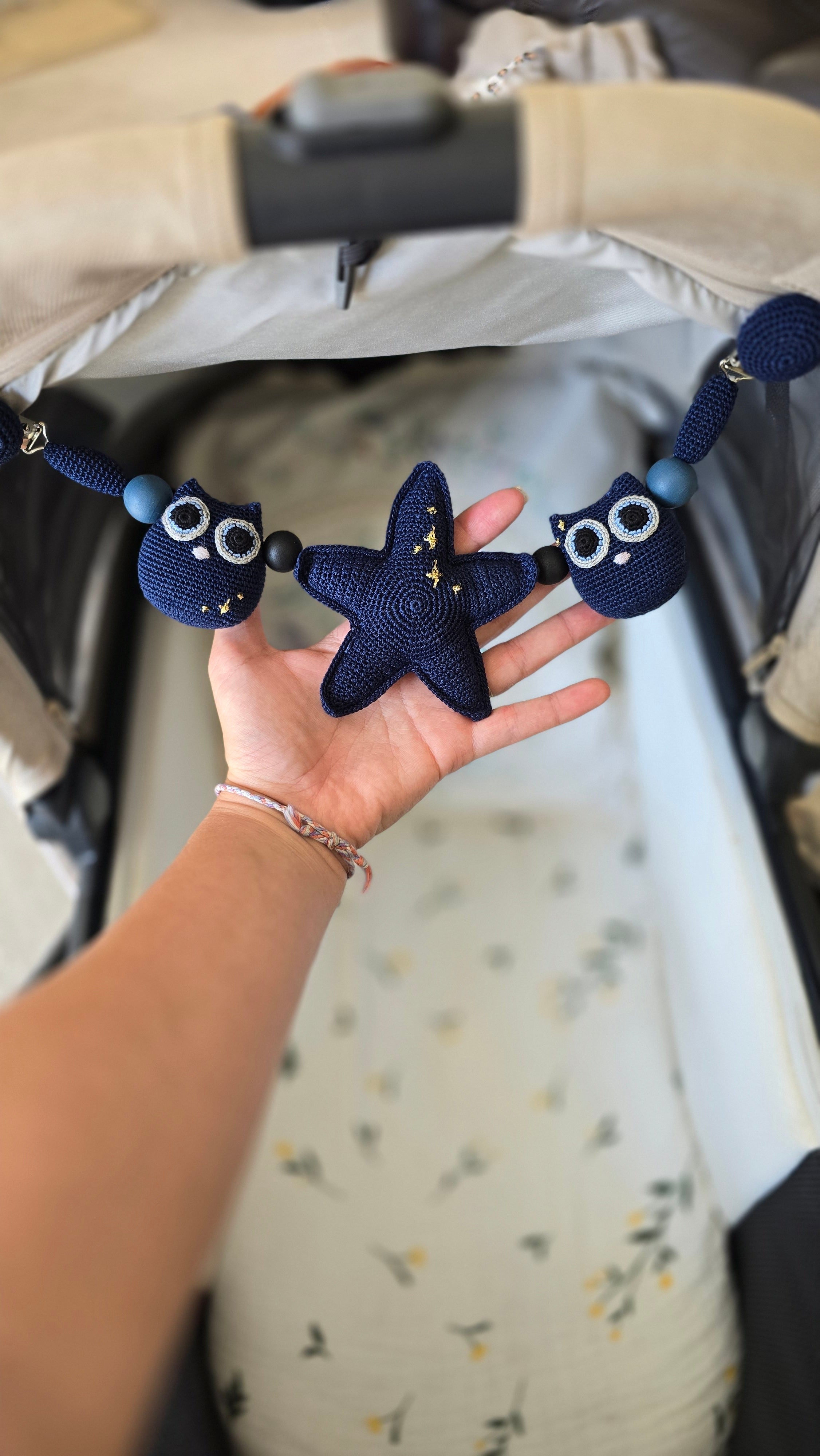 Baby Gift Set 'Magical Night' - Baby Pram Accessory, Dummy Pacifier Clip Owl