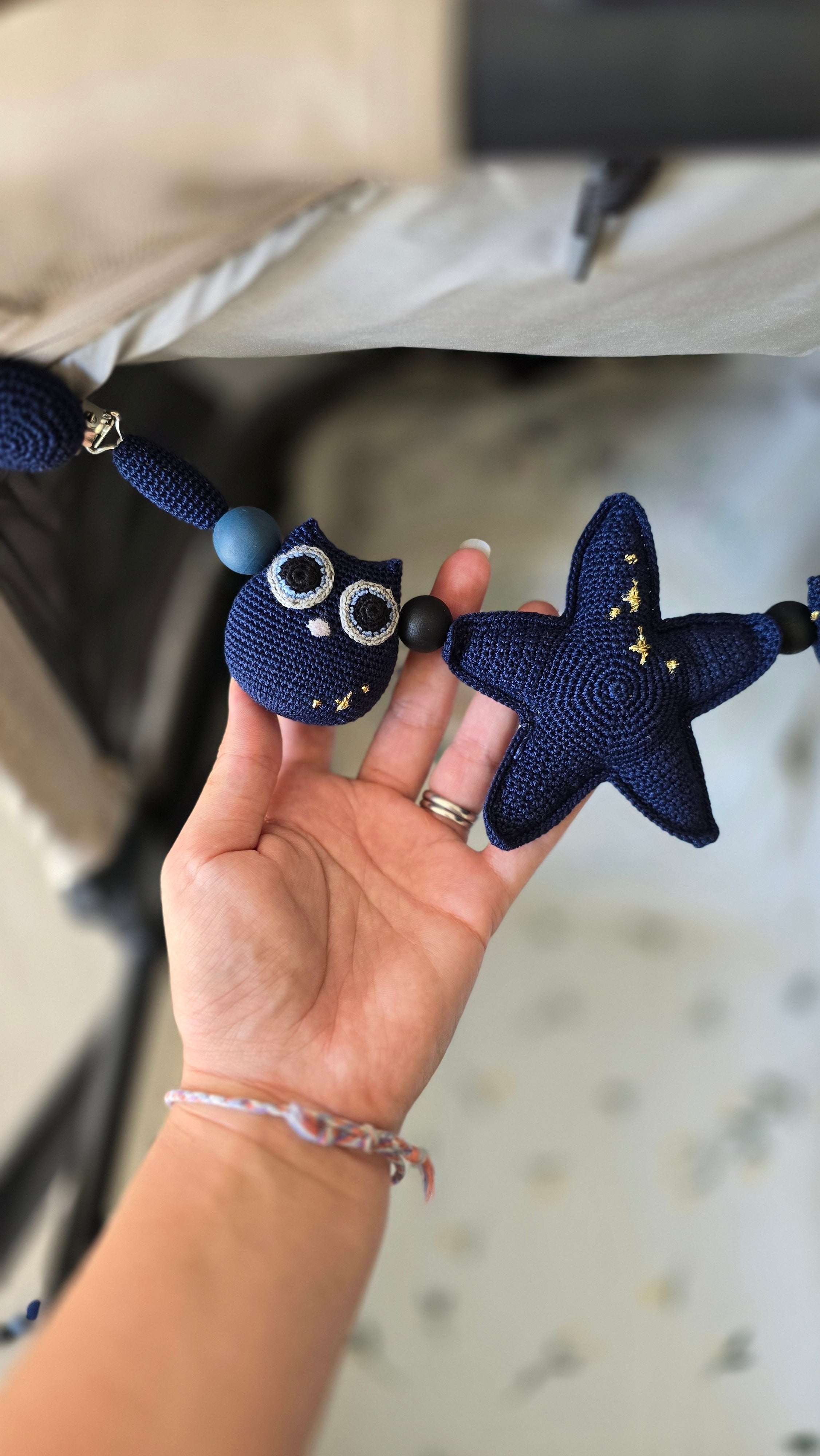 Baby Gift Set 'Magical Night' - Baby Pram Accessory, Dummy Pacifier Clip Owl