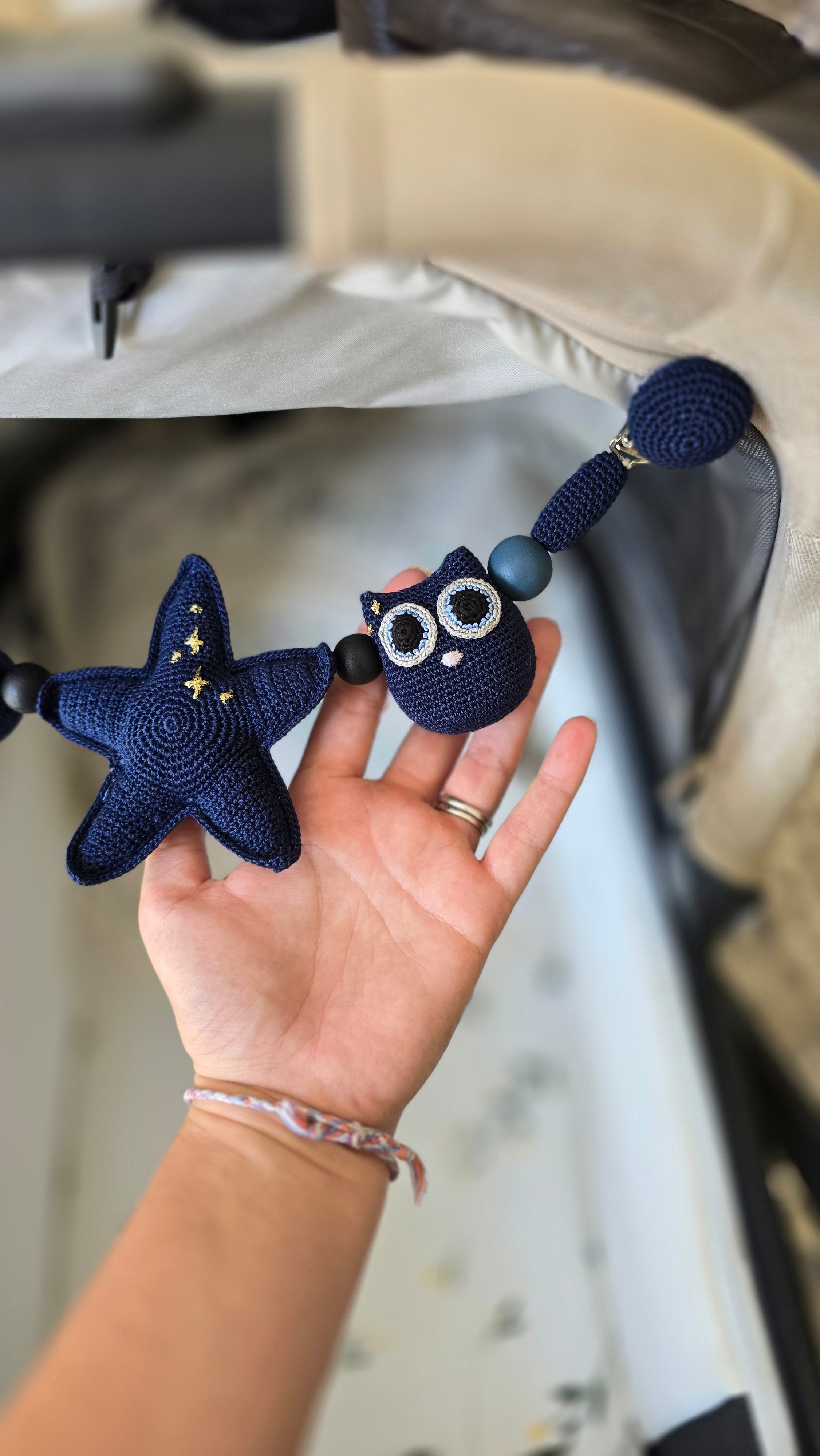 Baby Gift Set 'Magical Night' - Baby Pram Accessory, Dummy Pacifier Clip Owl