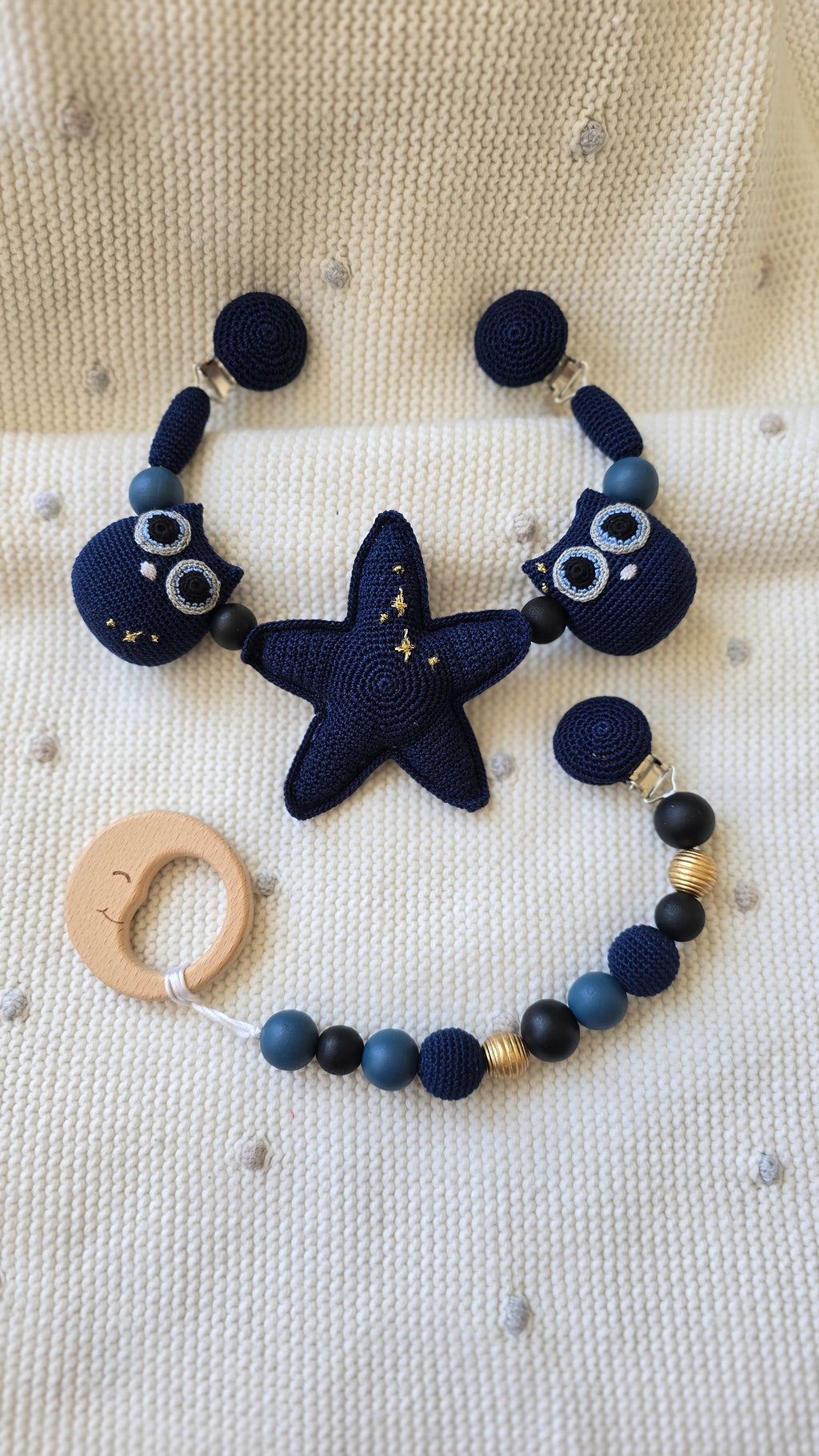 Baby Gift Set 'Magical Night' - Baby Pram Accessory, Dummy Pacifier Clip Owl