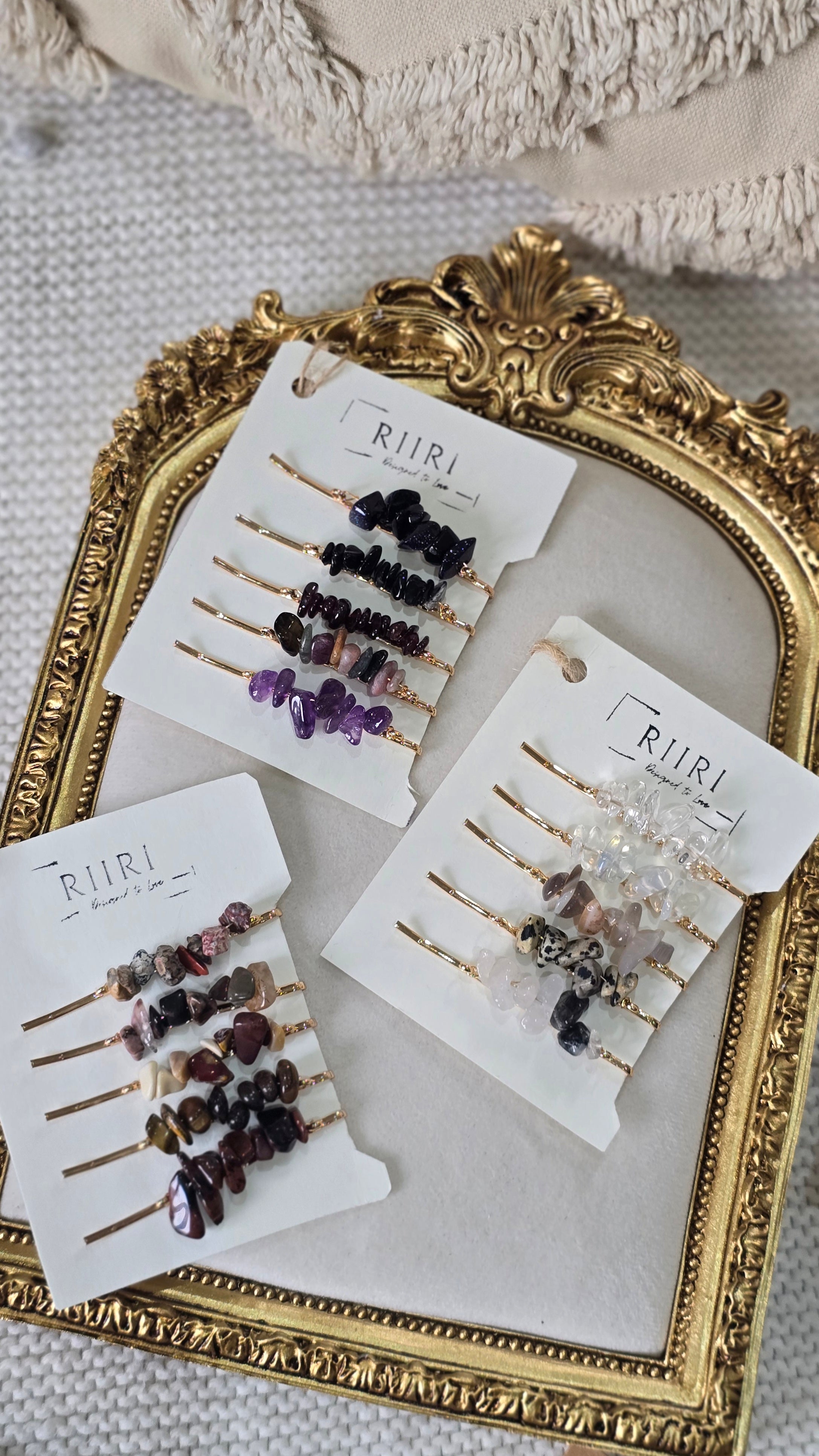 Natural Crystal Hair Clip Set