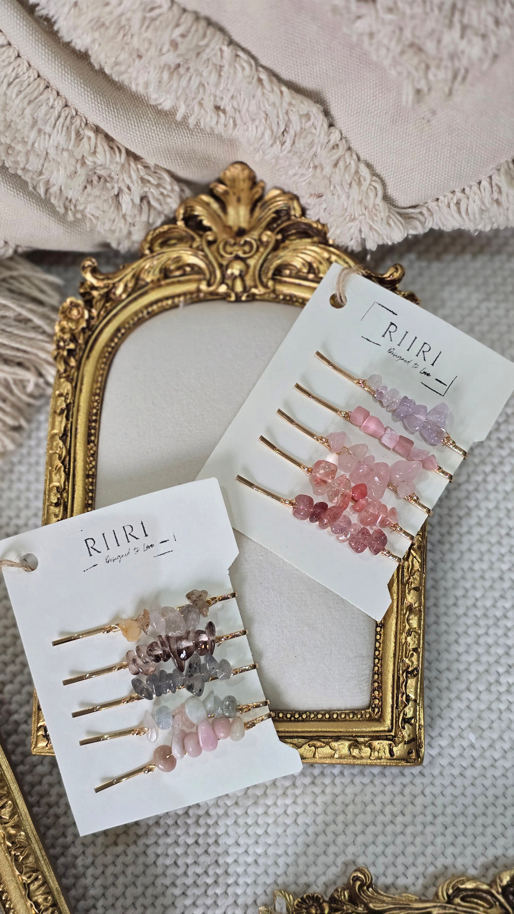 Natural Crystal Hair Clip Set