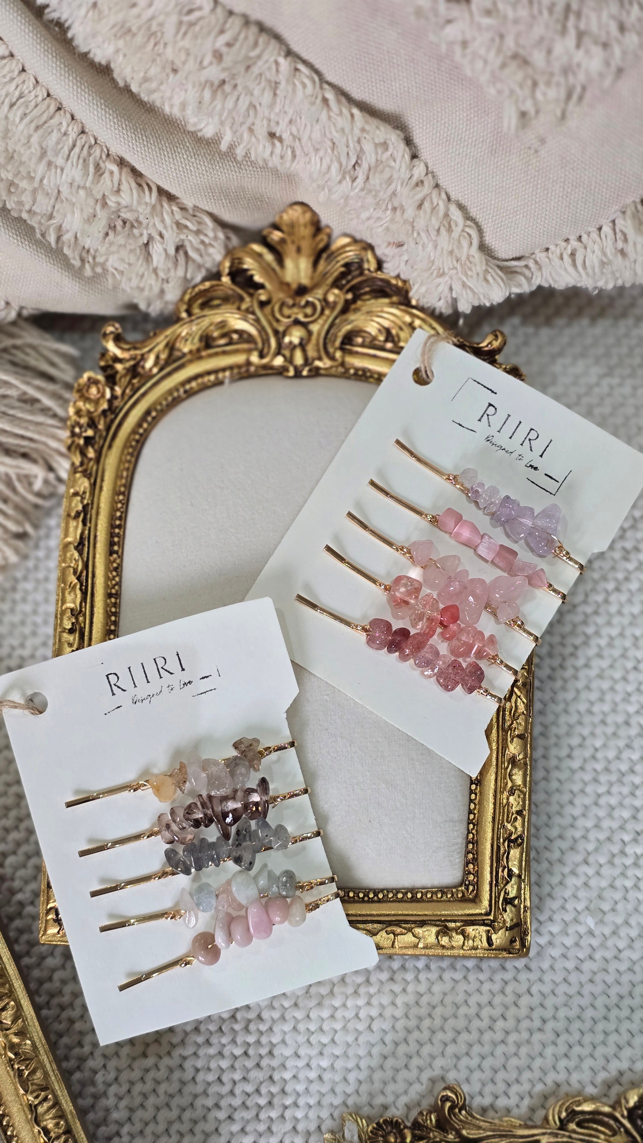 Natural Crystal Hair Clip Set