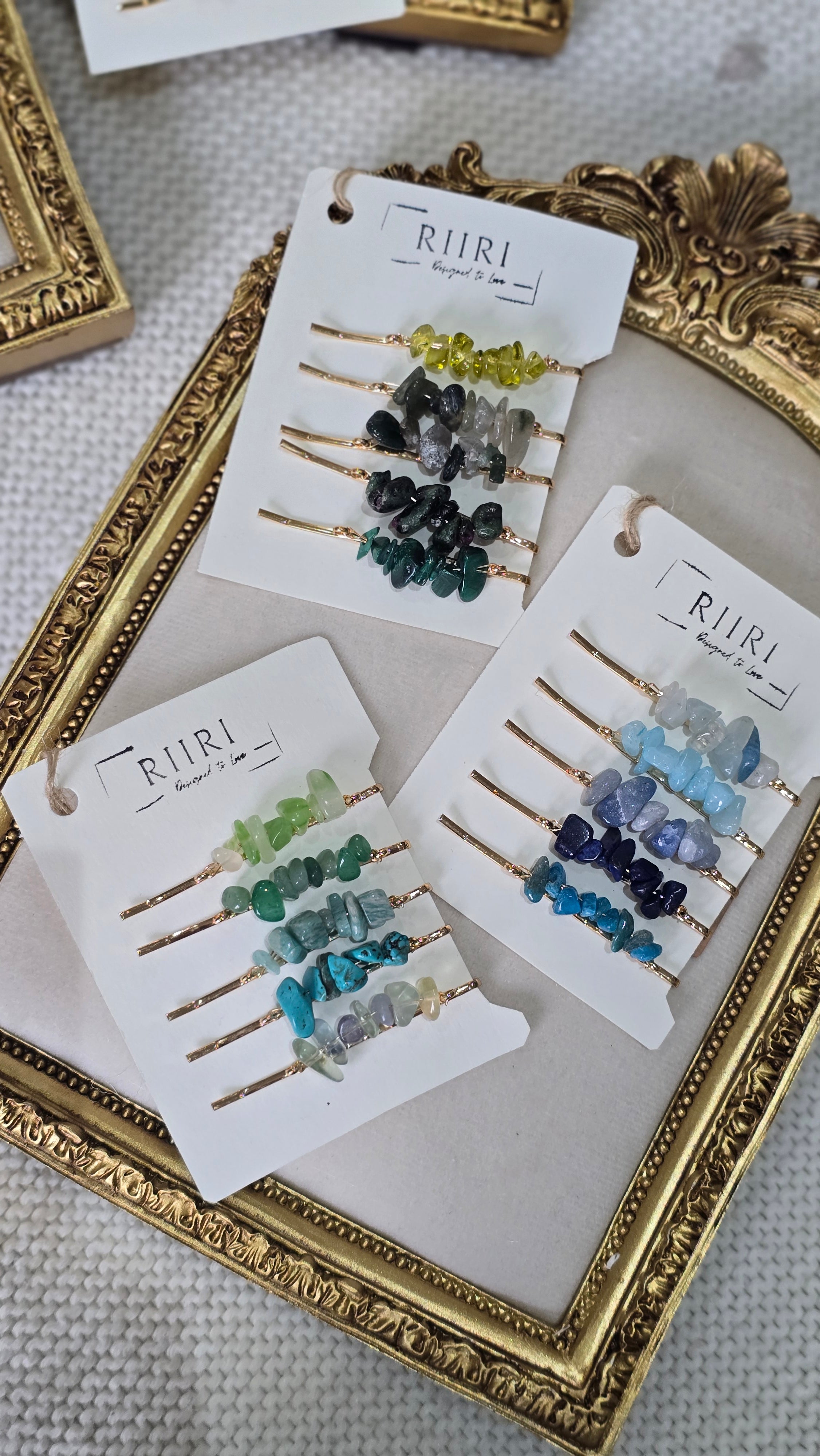 Natural Crystal Hair Clip Set