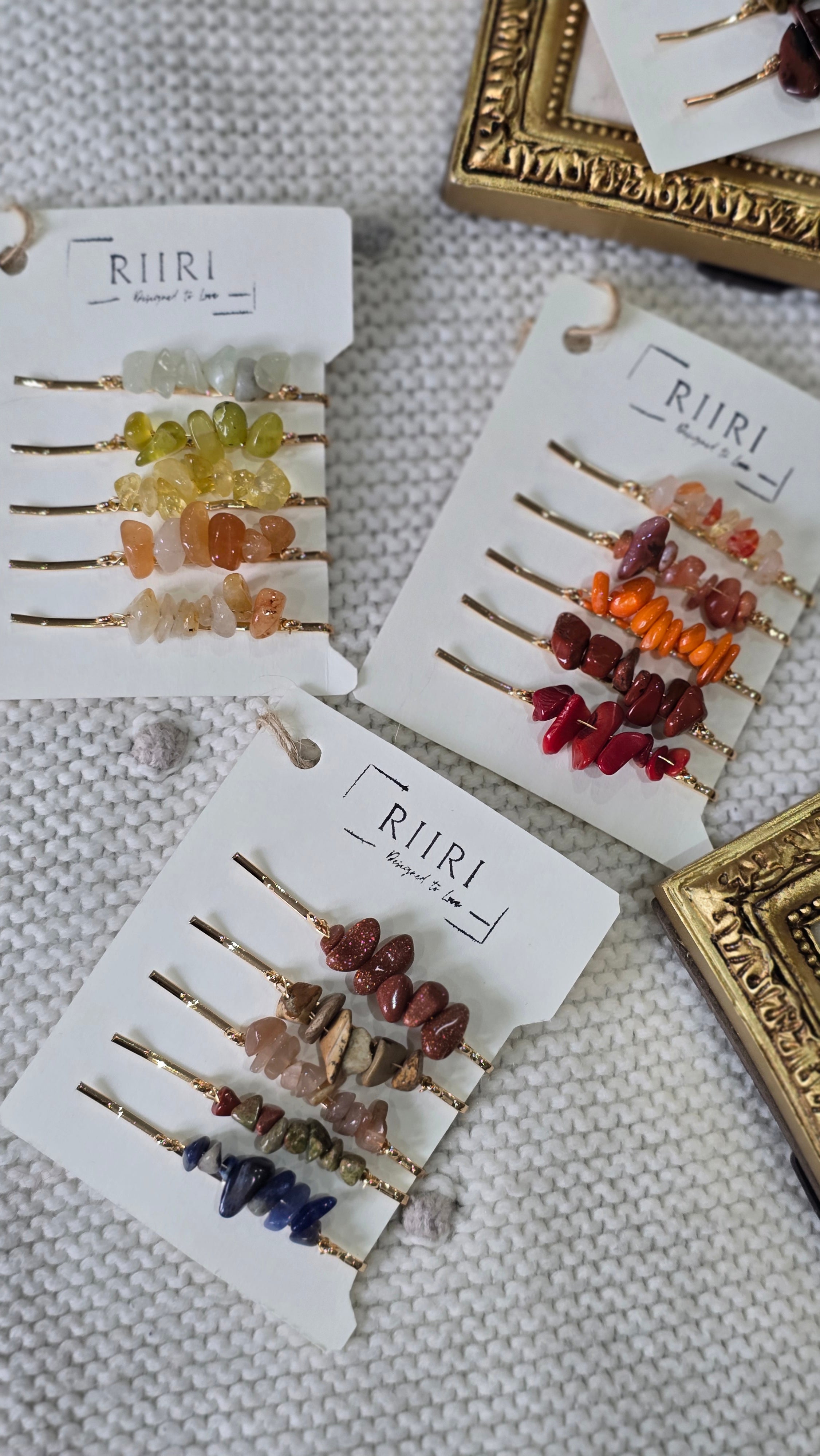 Natural Crystal Hair Clip Set