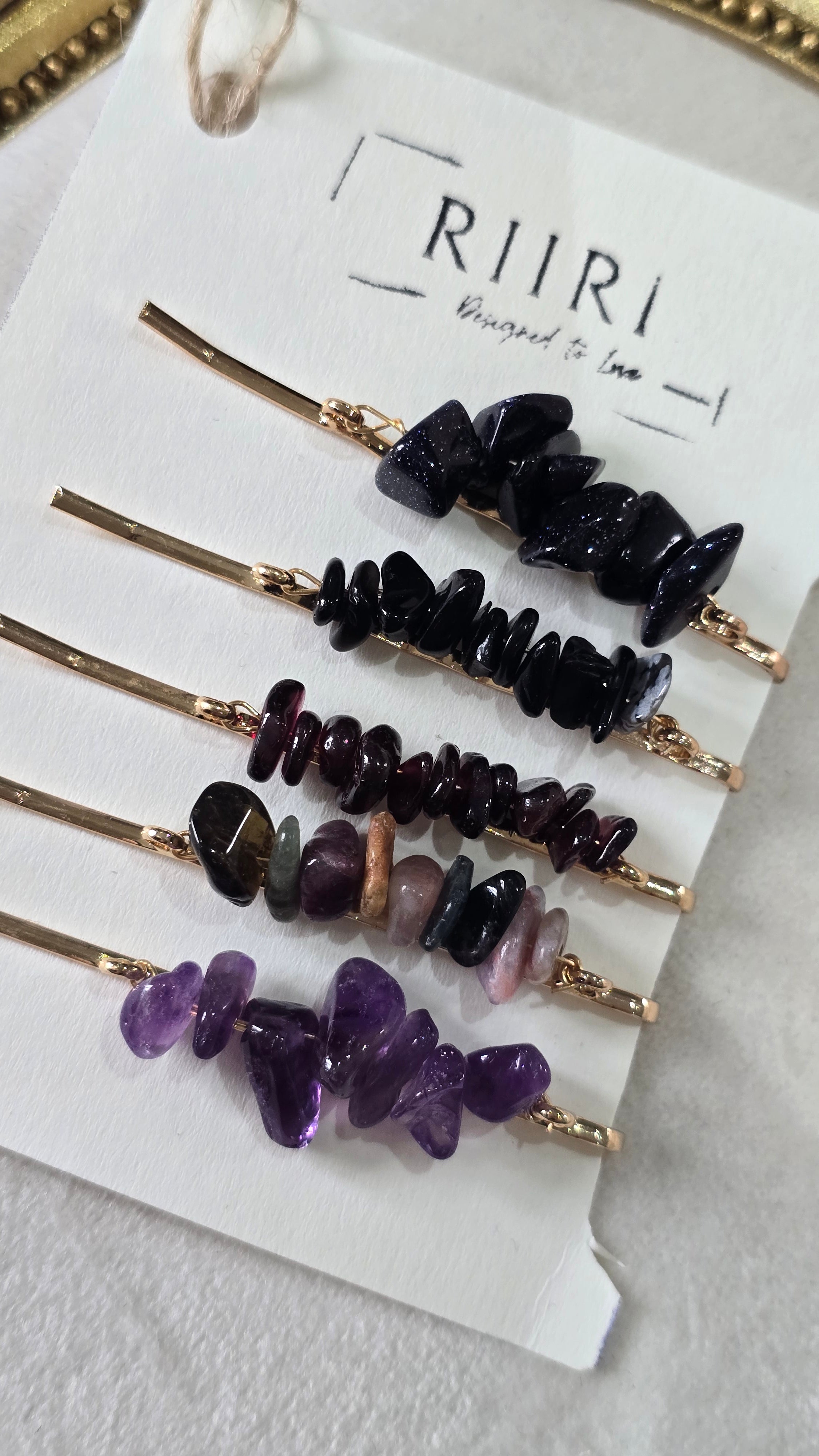 Natural Crystal Hair Clip Set