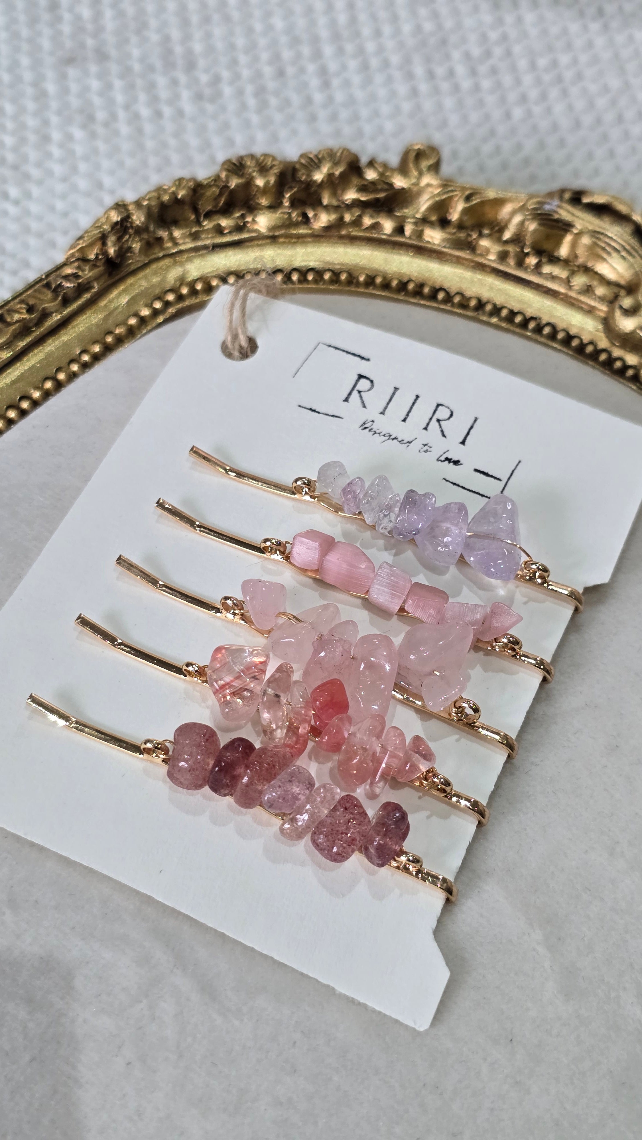 Natural Crystal Hair Clip Set