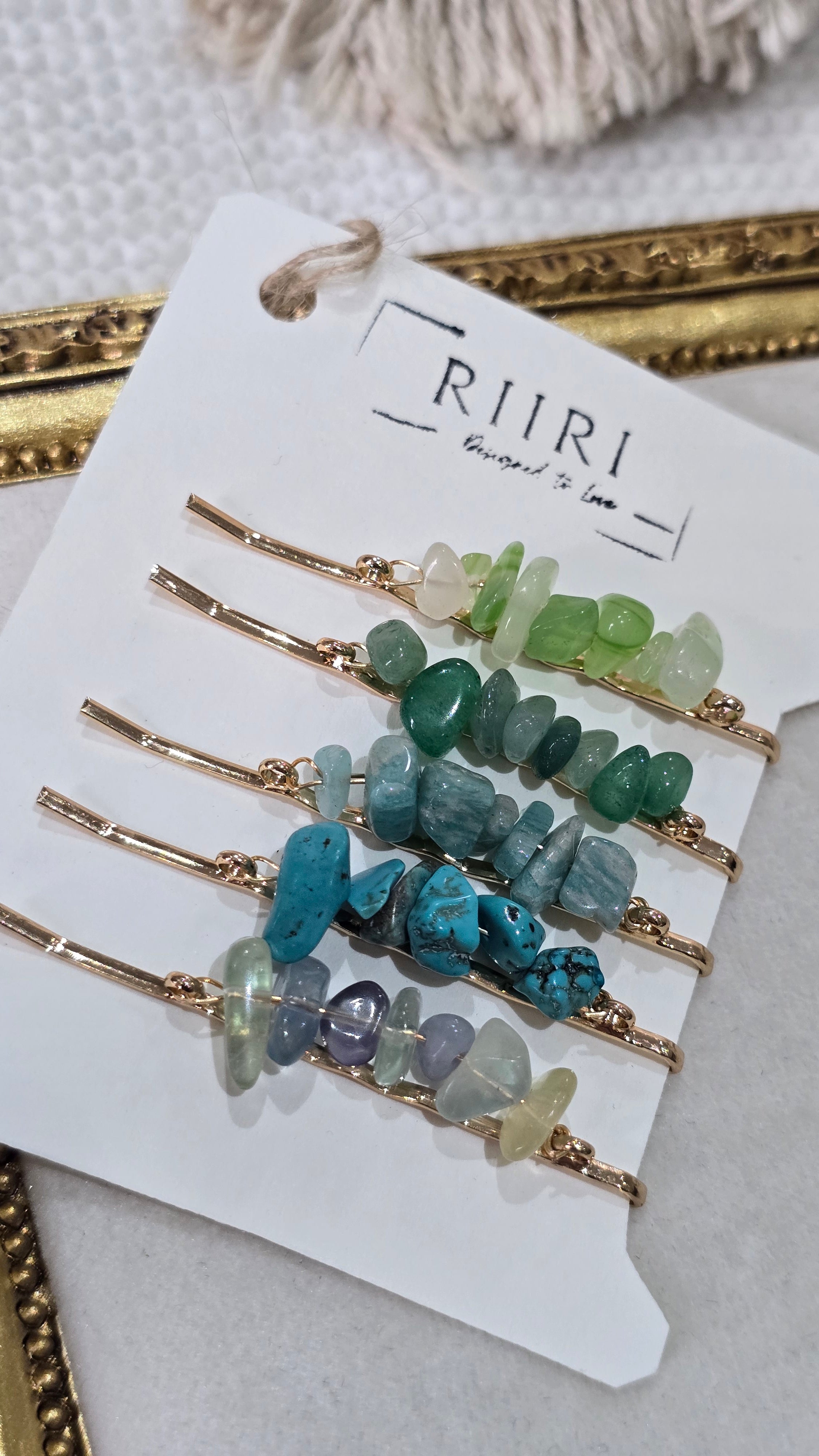 Natural Crystal Hair Clip Set