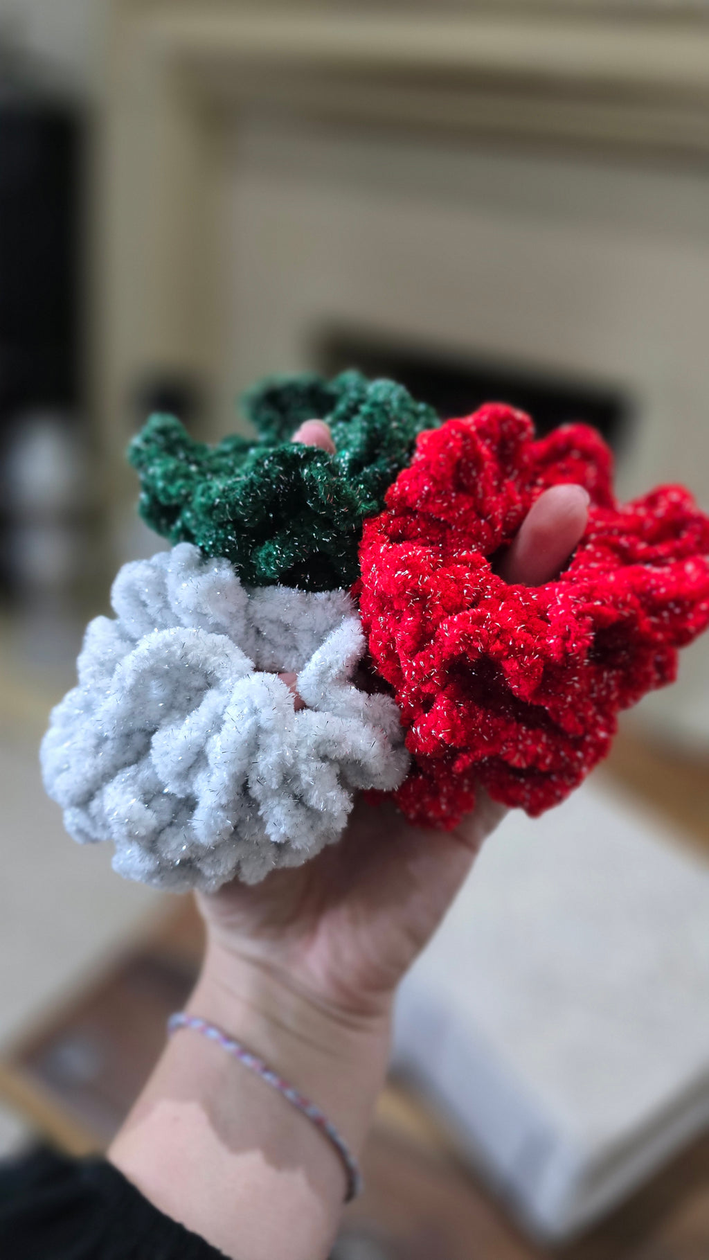 Frosty Christmas Velvet Sparkle Scrunchie Set