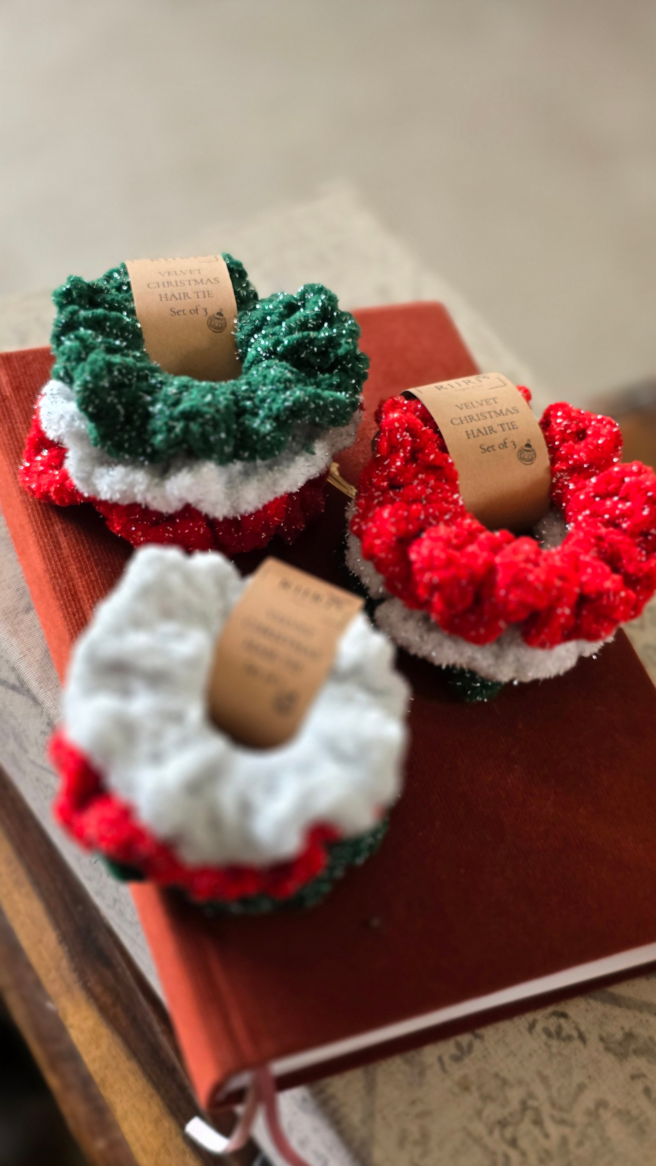 Frosty Christmas Velvet Sparkle Scrunchie Set