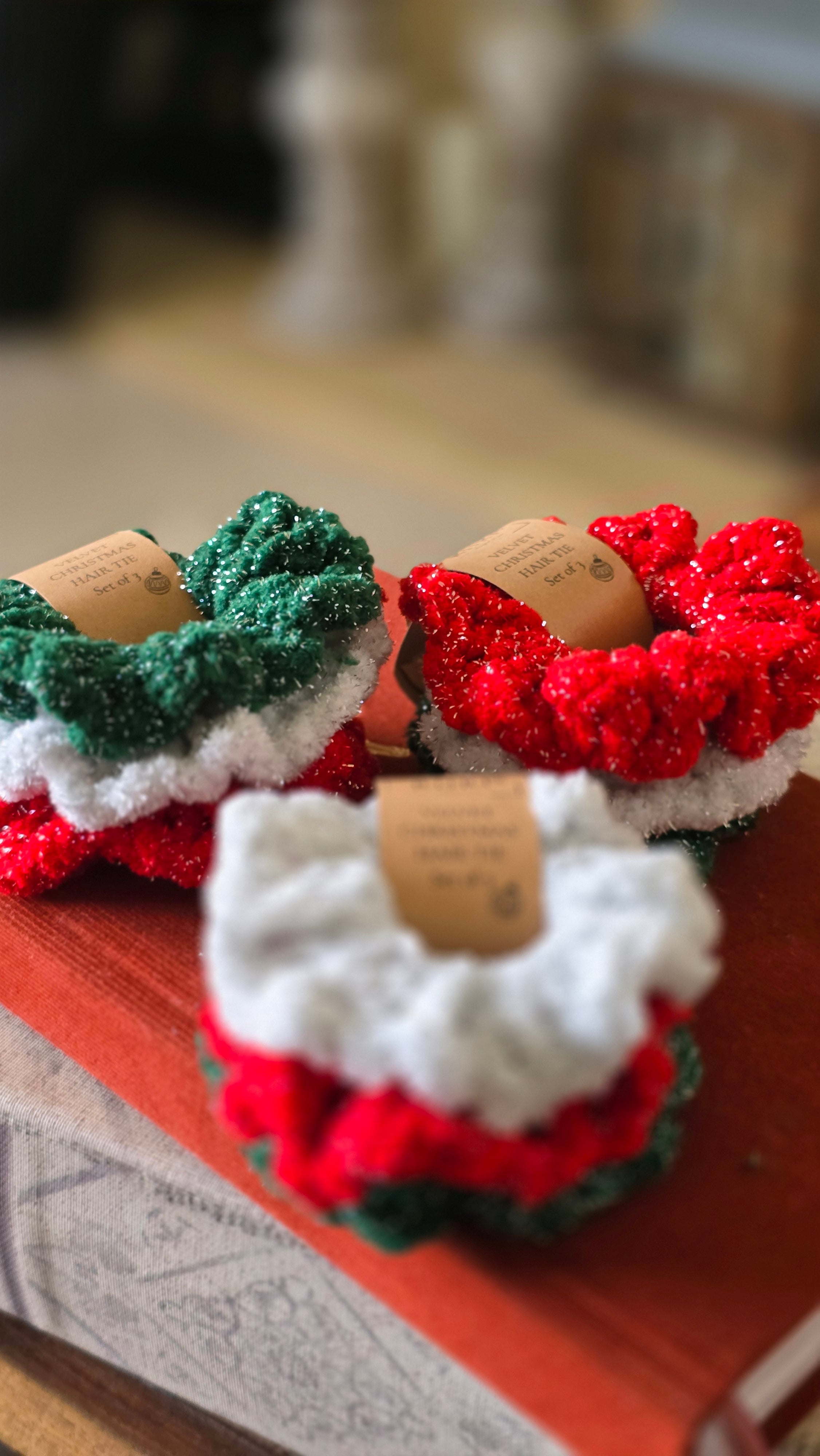 Frosty Christmas Velvet Sparkle Scrunchie Set